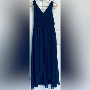 Elegant Navy Blue Girls Formal Chiffon High-Low Dress